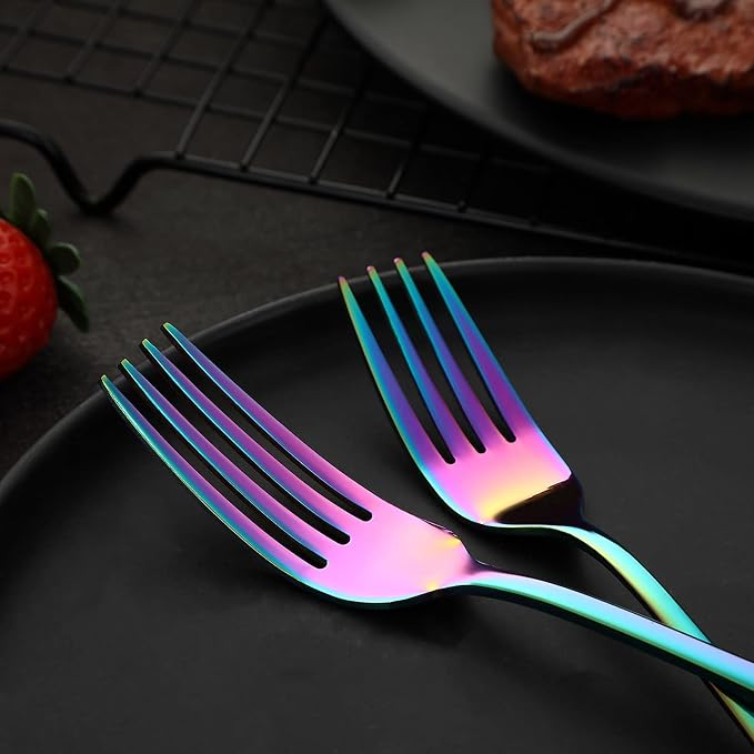 VANDBAO Rainbow Flatware Cutlery Silverware Set 20 Pieces, Stainless Steel - Image 5