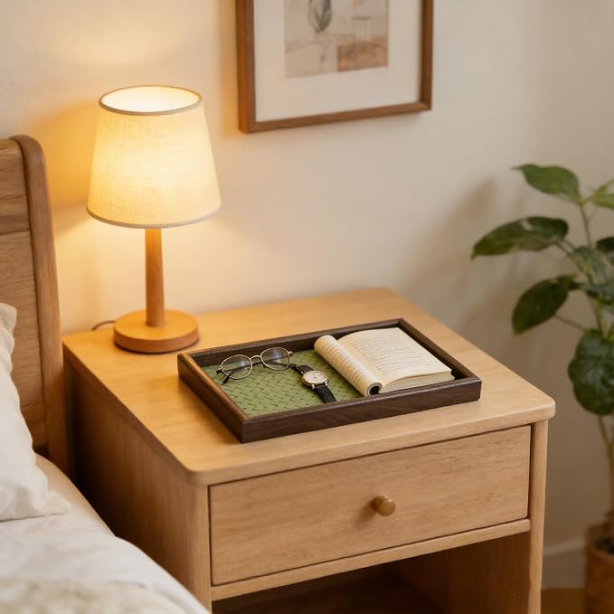 Wooden Valet Tray with Leather Base - Image 5