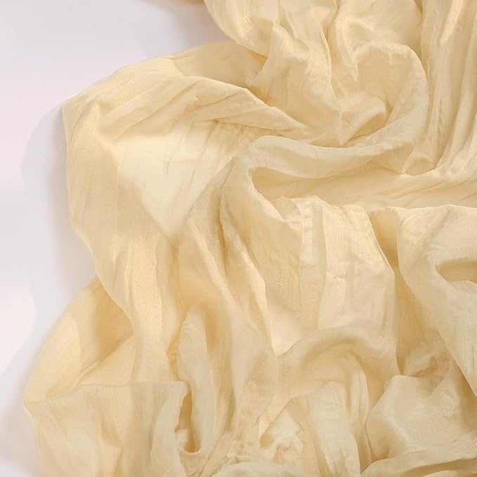 DeZerlor Champagne Cheesecloth Table Runner 1 Pack Summer Boho Runner | - Image 3