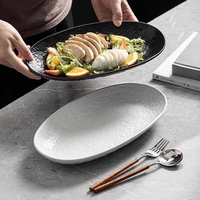 Serving Platter Oval Plates Premium Ceramic 12-Inch Set Serving Dishes - Image 7