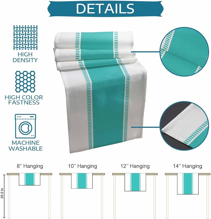 Teal Stripes Table Runners 120 inches Long, Farmhouse Burlap Table Runner - Image 7