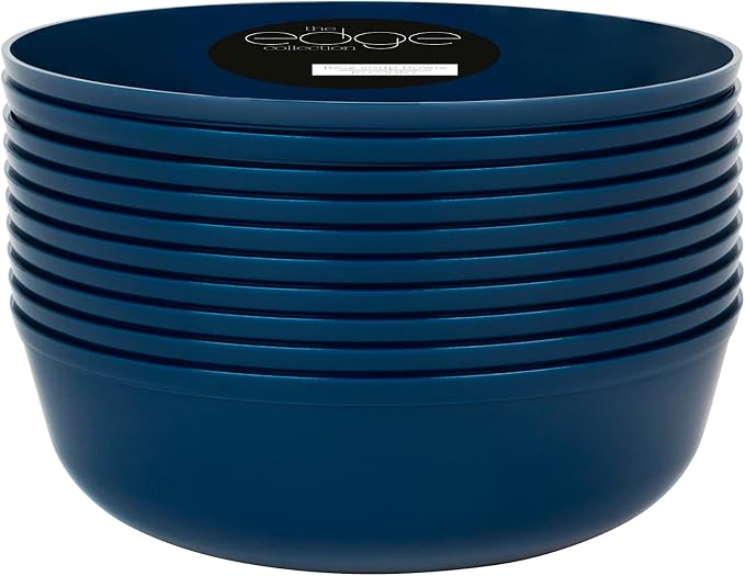 Edge Collection Navy Blue Plastic Party Soup Bowls Premium heavyweight Elegant by PLASTICPRO