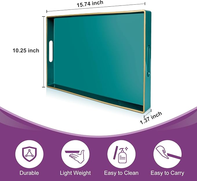 Gifturbo Teal Serving Tray, Rectangular Serving Trays - Image 2