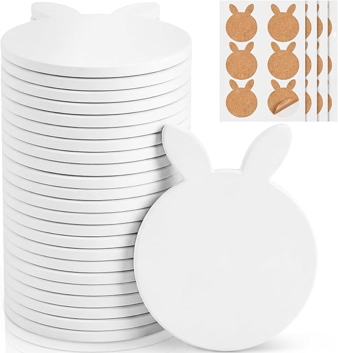 24 PCS Ceramic Tiles for Crafts, Unglazed Matte Coasters by GOHDODD