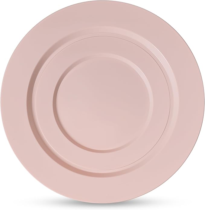 100 Pink Plastic Plates Set, Elegant Fancy Heavy Duty Disposable Plates - Image 2
