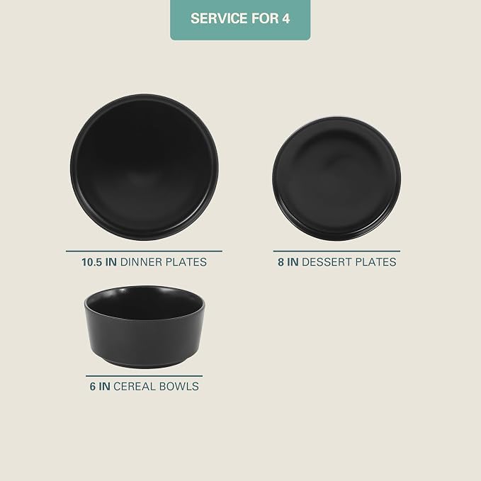 Gibson Home Dempsey Road 12-Piece Stoneware Dinnerware Set – Service - Image 3