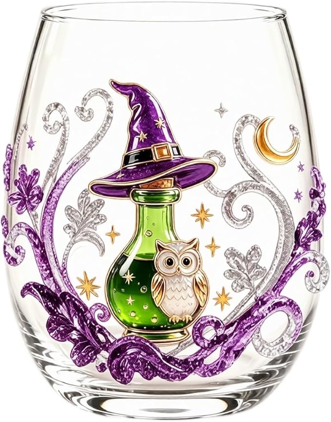 Halloween Printed Glass Cup, Ghost Pumpkin Themed Handleless Drinking Tumbler - Image 2