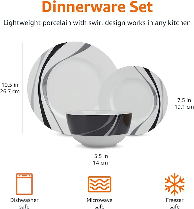 Amazon Basics 18-Piece Complete Kitchen Dinnerware Set, Microwave and - Image 6