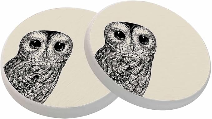 oFloral Black Owl Coasters for Drinks Cute Bird Wild Animal Cub Drink Coaster by oFloral
