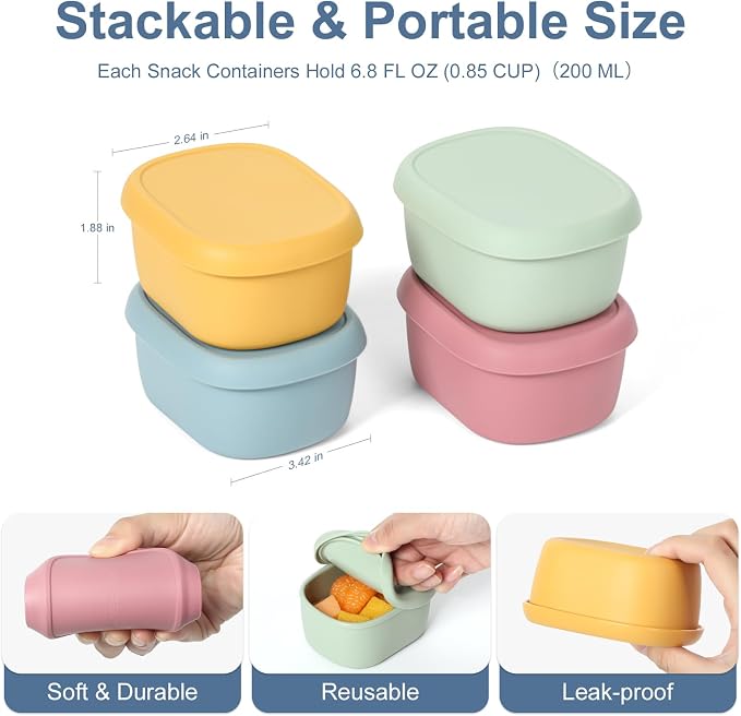 4 pcs 7 oz Silicone Snack Containers - Image 2