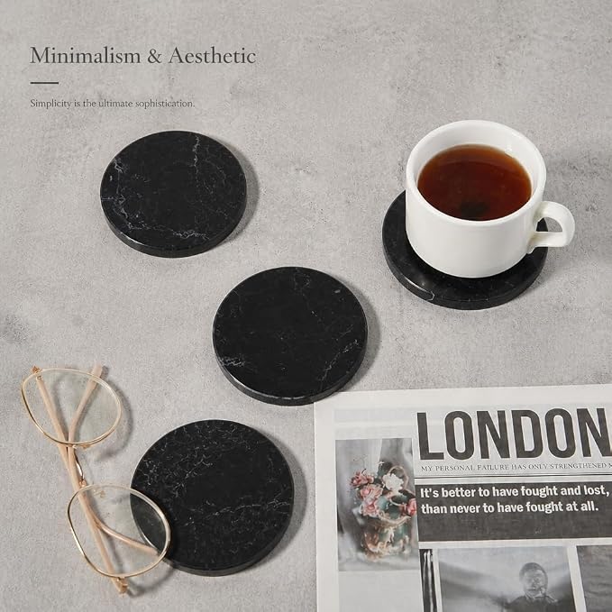Marble Coasters, Round Modern Coaster Set of 4 - Image 3