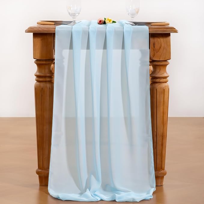 Blue Chiffon Table Runner Summer Boho Wedding Birthday Party Decor | 10ft - Image 5
