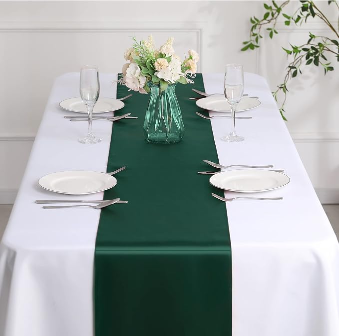 Manyshofu Dark Green Satin Table Runner 12x108 - Image 7