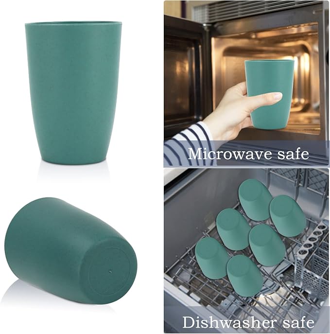 Wrova Wheat Straw Cups 6 PCS Good Alternative to Plastic Reusable Cups 20 oz - Image 5