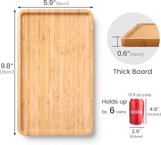 VERTORGAN Bamboo Serving Tray, 9.8x5.9 Inch Trays, Home Decor | Coffee Table - Image 5