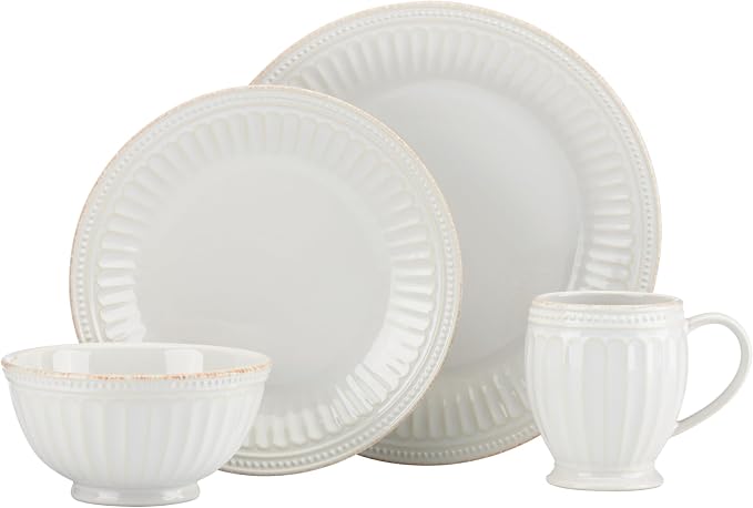 Lenox White French Perle Groove 4Pc Place Setting, 6.95 LB by Lenox