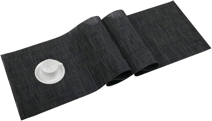 SHACOS Woven Vinyl Table Runner 12x54 inch Indoor Outdoor Table Mats Wipe Clean by SHACOS