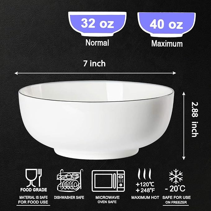 Hesen 40 Ounce Large Soup Bowls, Large Cereal Bowls, Large Pho Bowls, Durable - Image 2