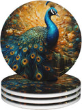 Elegant Peacock Pattern Coasters by Unknown