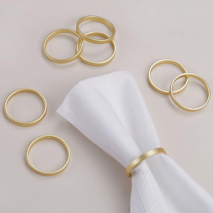 Cuff Brushed Gold Napkin Rings Set of 8, Circle Napkin Buckles Holder by wonlex