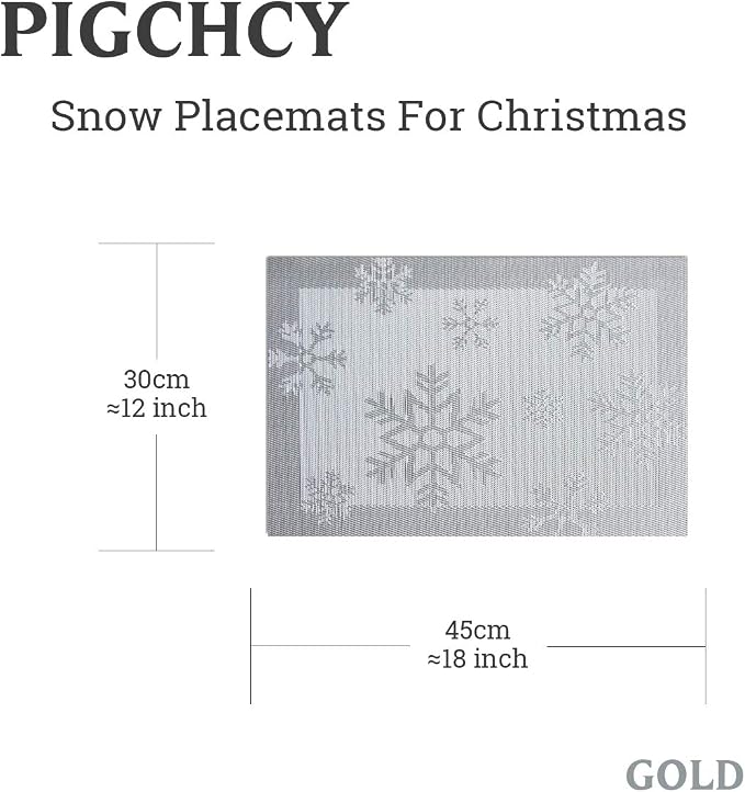 PIGCHCY Christmas Placemats Snowflake Woven Heat Resistant Placemats Washable - Image 2