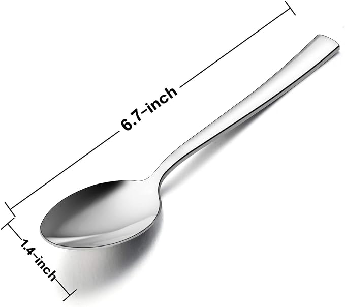 E-far Teaspoon Set of 6, 6.7 Inch Stainless Steel Spoons - Image 2