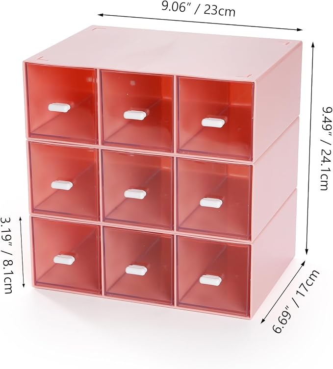 Desktop Organizer With 9 Drawers, Pencil Box, Stationary Organizer | 3 Tiers - Image 3