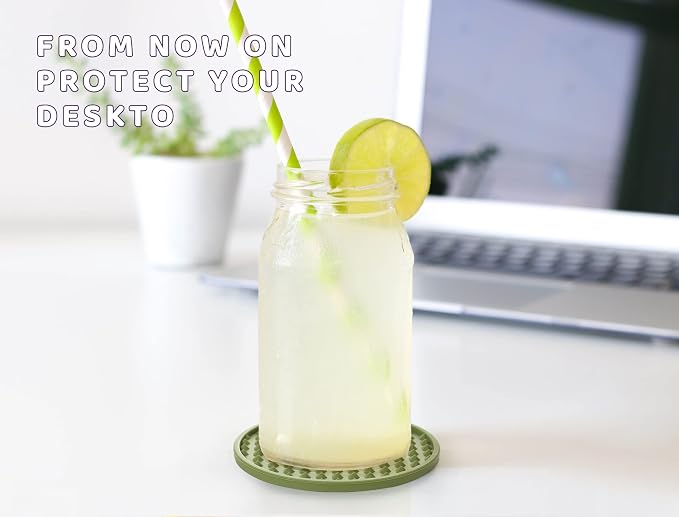 Rubber Coasters Set 6 with Holder, Non-Slip Silicone Drink Coaster Cup Mats | - Image 4