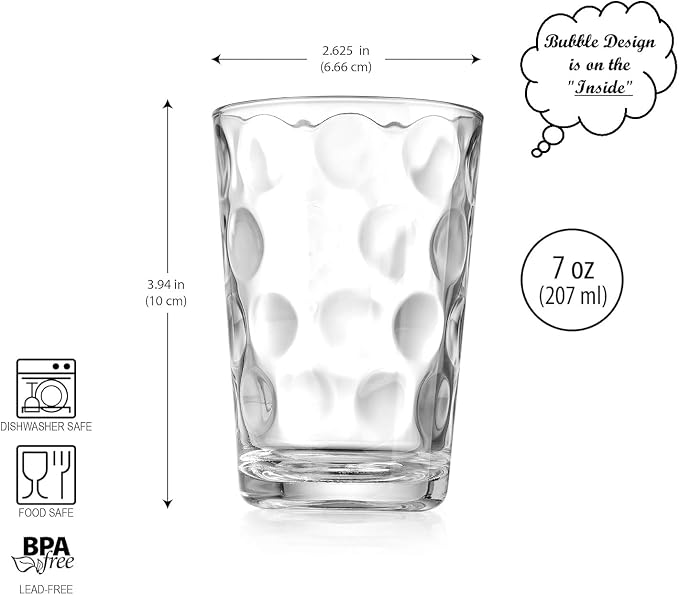 Home Essentials Drinking Glasses Set of 10 Juice Glass Cups, 7 oz Glassware - Image 3