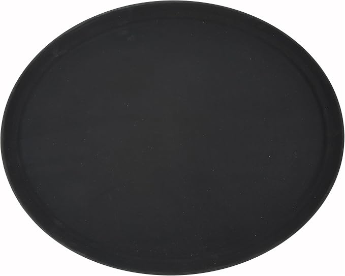 Winco 26" x 22" Black Oval Fiberglass Glass Tray | Non-slip surface, Restaurant by Winco