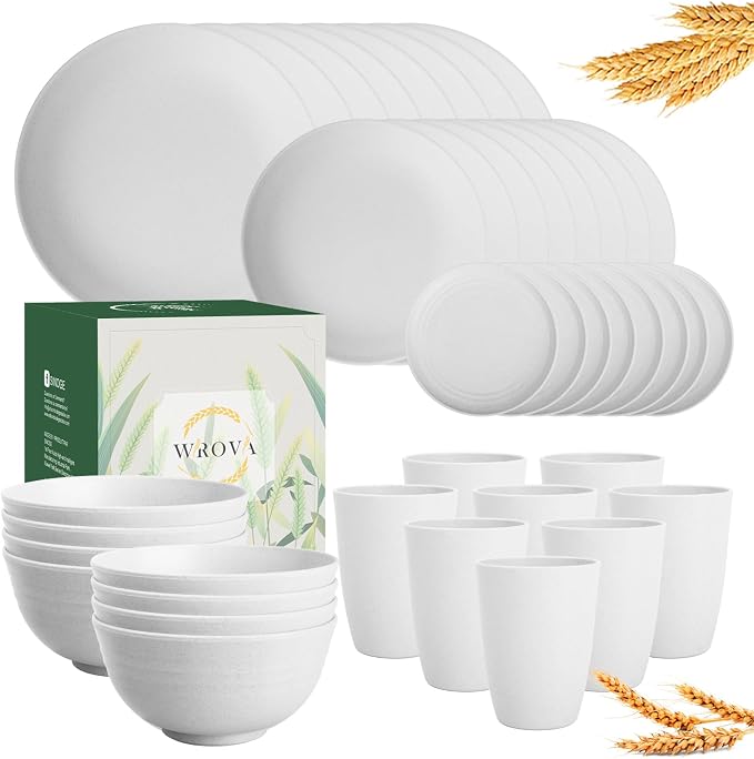 Wheat straw bowl and plate sets of 40 by WROVA