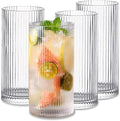 INSETLAN Glass Cups Vintage Glassware Set of 4 Large, Origami Style Transparent by INSETLAN