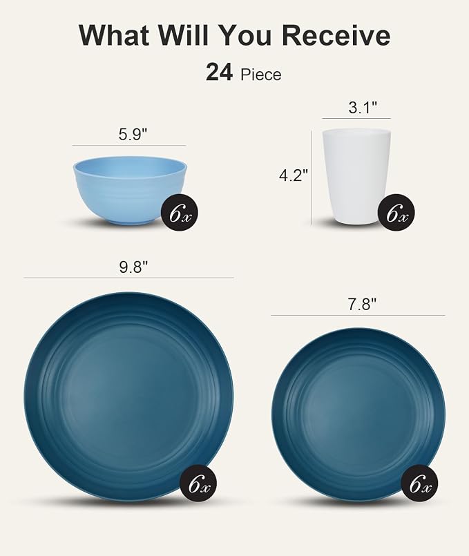 Quatish 24 Piece Plates and Bowls Sets - Image 2