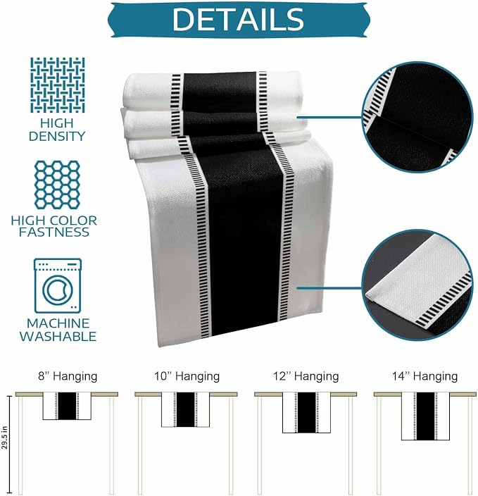 Black and White Stripes Table Runners, Farmhouse Table Runner Dresser Scarves - Image 7