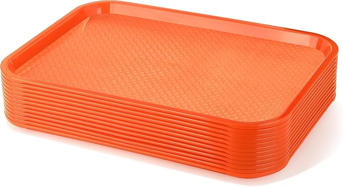 New Star Foodservice Fast Food Tray, 12 x 16 Inch Reusable Plastic Cafeteria by NewStarFoodservice