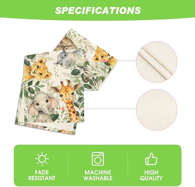 Artoid Mode Animals Elephant Giraffe BabyShower Table Runner, Seasonal Spring - Image 5