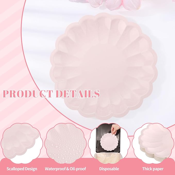 NatNarr 30 Pcs Pink Paper Plates 7.5 In Light Pink Plates - Image 3