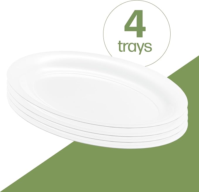 White Plastic Oval Serving Trays - Image 5