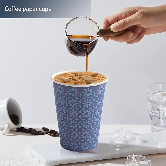 Clawsoff 1000 Pack Paper Cups 8 oz Bulk Disposable Coffee Cups Navy Floral | - Image 6