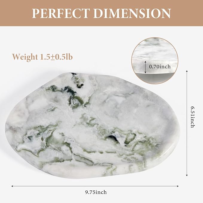 Luxury Natural Green Marble Vanity Tray, Cloud Shape Serving Stone Key Tray - Image 2