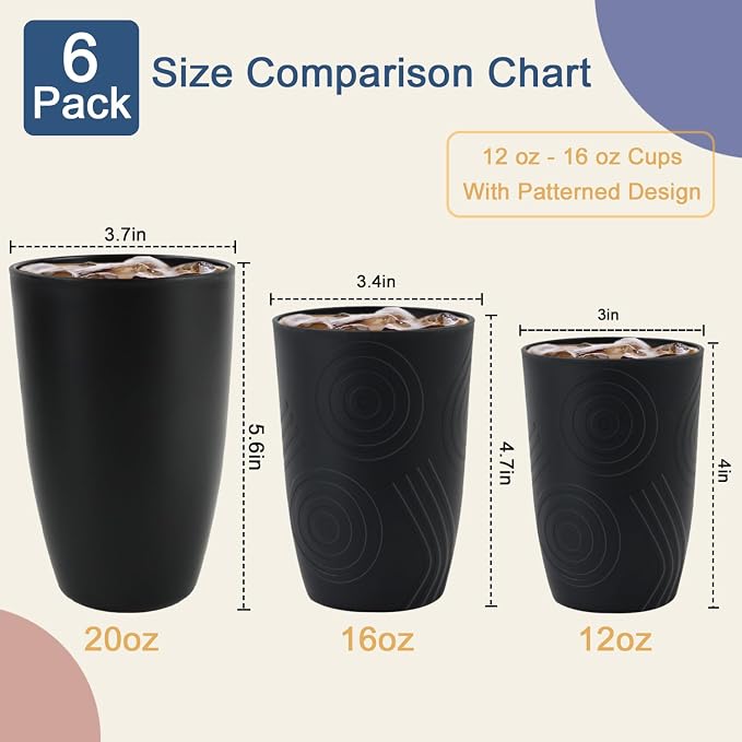 Wheat Straw Cups 6 Pcs, 16 OZ Plastic Drinking Cups, Unbreakable Plastic - Image 6