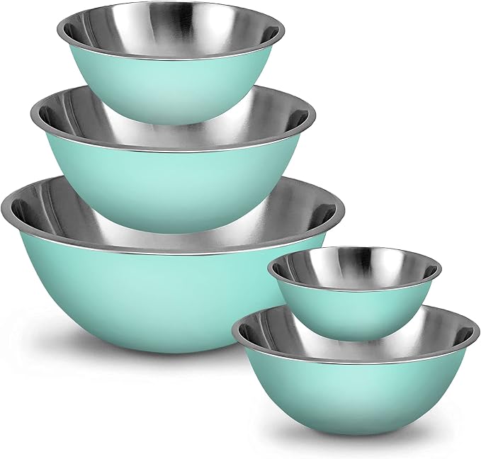 Stainless Steel Mixing Bowls Set, 5-Piece Meal Prep & Food Storage | .75 by WHYSKO