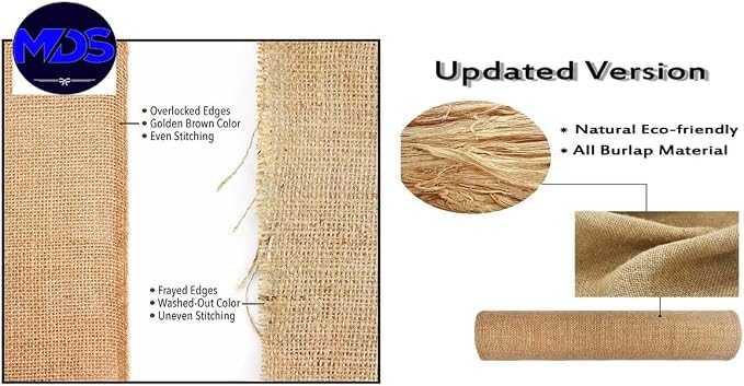 MDS® Pack of 5 Natural Burlap Table Runner, 12 x 72 Inch, Jute Vintage Rustic - Image 5