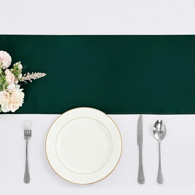 10-Pack Dark Green Satin Table Runner 12 x 108 Inch Long Fuchsia Bright and - Image 2