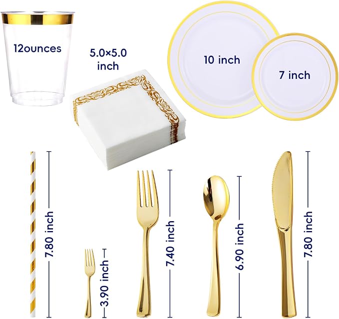 25 Guests Plastic Plates Set - Image 3