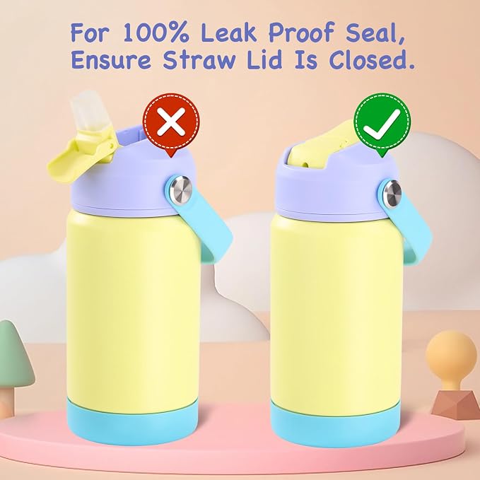 Kerilyn 12oz Kids Water Bottle 2 Pack, Stainless Steel Insulated Water Bottle - Image 6