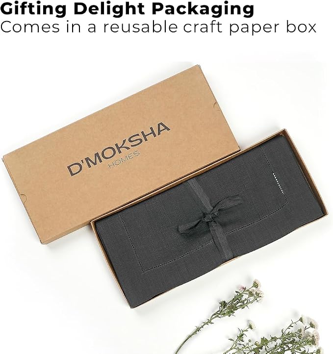 Signature Linen™ by D'Moksha Charcoal Grey Table Runner 108 Inches Long - Image 4