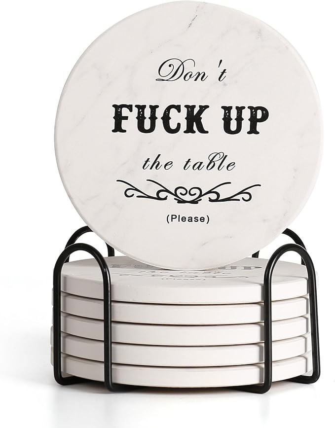 Funny Drink Coasters Ceramic Absorbent Coasters, Don't up The Table Coaster by wonlex