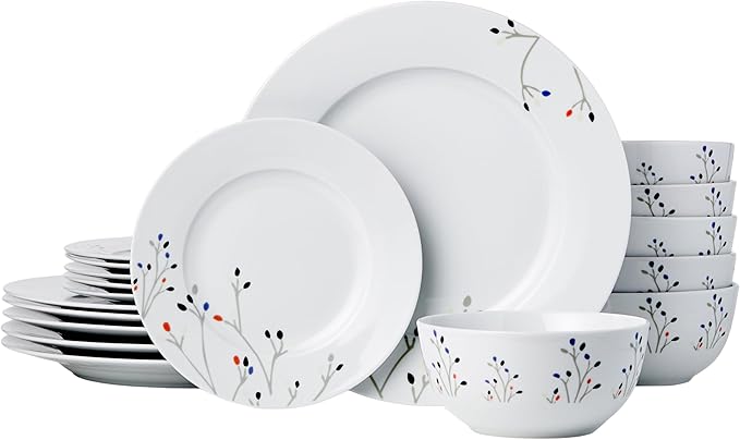 Amazon Basics 18-Piece Complete Kitchen Dinnerware Set, Microwave and by AmazonBasics