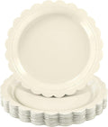 NatNarr 30 Pk Ivory Paper Plates 9" Disposable Scalloped Cream Beige Plates | by NatNarr